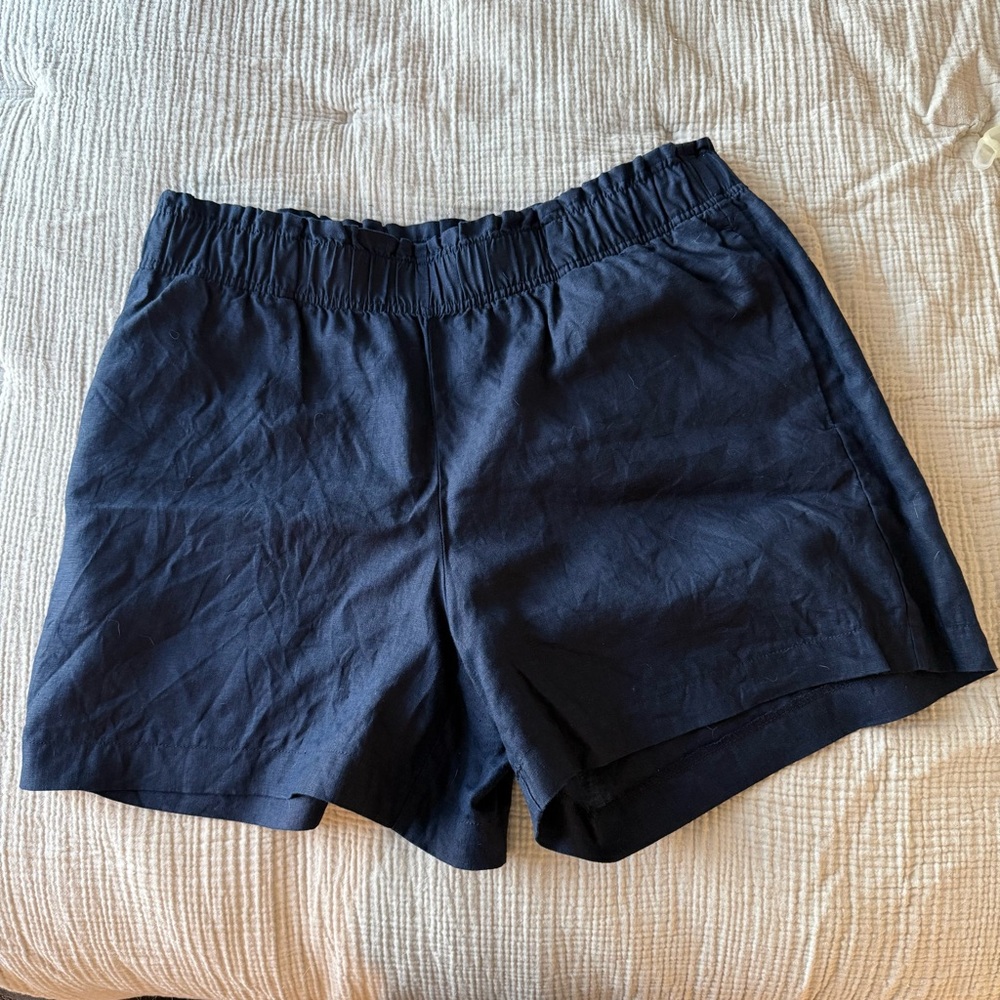 Quince Linen Navy Dark Blue Women's Shorts